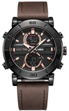 V2A Black Alloy Case And Brown Genuine Leather Band Analog Digital Fashion Watch For Men Latest MenS Watch | Gifts For Men | Gif