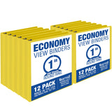 Samsill 1 Inch 3 Ring Binders, Economy Round Ring, Clear View Cover, 200 Sheet Capacity - for School, Home, Office - Yellow, 12