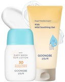 GOONGBE Baby Kids Easy Wash Sun Lotion SPF 30 & Mild Soothing Gel - Zinc Oxide Mineral Sunscreen & After Sun Relief - Korean Ski