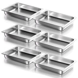 WantJoin 1/2 Half Size Steam Table Pans, 6-Pack 2.5 Inch Deep Restaurant Steam Table Pans Commercial, Hotel Pan Made of 201 Gaug
