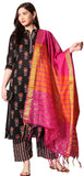 Anni Designer Women'S Pure Cotton Straight Kurta With Palazzo & Dupatta (Kpzd-Cot-10002-Black_Xxl_Black_Xx-Large),Black,2XL,Cotton Blend,Straight,Dupatta, Palazzo