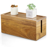 Bivvclaz Cable Management Box Medium, Acacia Wooden Cord Organizer Box for Desk, Floor, Office to Hide Extension Cords Power Stripes Surge Protectors Chargers Wires