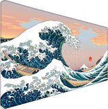 Japanese Large Mouse Pad,Desk Mat Office Desk Pad, Extended Large Mouse Mat for PC, Stitched Edges Gamer Mousepad 35.4 X 15.7 In
