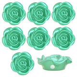 100pcs 15 mm Lovely Rose Flower Beads Green ABS Plastic Roseflower Shape Spacer Beads Floral Flatback Charms Embellishments for