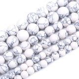 32PCS 12MM White Howlite Turquoises Round Loose Beads Natural Gemstone Beads for Jewelry Making DIY Bracelet Necklace 15