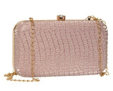 Adisa Textured Formal Party Clutch With Gold Chain For Women And Girls (Cl104-Pin),Pink Taupe,,B0CS3NCF33