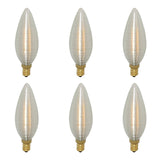 Royal Designs, Inc. Vintage Dimmable Silk Wrapped Torpedo Shaped LED Light Bulbs, E26 Medium Brass Base, 130V, 4W, Set of 6