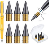 VELLURA SALES 6 Pcs Everlasting Pencil Refills & 1 Pencil Inkless Pen Graphite Nibs HB #2 Metal Inkless Writing Pens