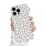 Faneiy for iPhone 16 Pro Max Case Cute Flower Aesthetic Women Girly Fashion Protective Phone Case Floral Blue