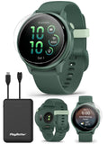 Garmin vivoactive 6 (Metallic Jasper Green) Fitness GPS Smartwatch Bundle - AMOLED Health Watch, 11-Day Battery Life, Body Batte