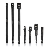 NEIKO 00254A Impact Socket Adapter and Magnetic Bit Holder, 7Piece Set, 1/4 Hex Shank with 1/4, 3/8, 1/2Inch Drive, Socket Ad