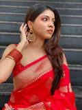 Sugathari Womens Banarasi Saree Pure Kanjivaram Silk Saree Soft New Ladies 2023 Design Wear Pattu Sarees Latest Cotton Party Sari Collections With Blouse Piece For Wedding Sadi (Pari 122 Red)