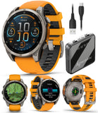Wearable4U Garmin Fenix 8 - 47 mm, AMOLED Sapphire Multisport GPS Smartwatch,Titanium with Spark Orange/Graphite Silicone Band,