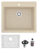 Karran QT-820 Top Mount 25 in. Single Bowl Quartz Kitchen Sink Kit in Bisque