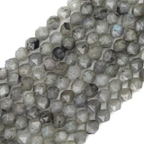 BEADIA Faceted Natural Spectrolite Stone Round Beads 8mm 36cm/Strand for Jewelry Making
