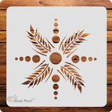 Kachi Pencil Leaf Mandala Design Art and Craft Stencils for Painting, Size 6 x 6 inch Reusable Stencil for Painting, Fabric, Gla