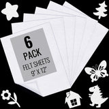 6PCS White Felt Fabric Sheets 9 x 12 - 1.6mm Thick Soft Felt for Craft Sewing DIY Patchwork Art Projects Decorations