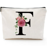 Initial A-Z Personalized Letter Makeup Bag, Monogrammed Bridesmaid Gifts/Presents Cosmetic Bag, Portable Stationery Storage Orga