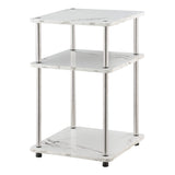 Convenience Concepts Designs2Go No Tools 3-Tier End Table, Faux White Marble/Chrome