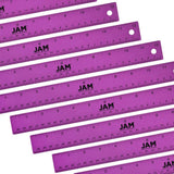 JAM PAPER Strong Aluminum Bulk Rulers - 12 Inch - Metal Ruler with Non-Skid Cork Backing - Purple Metallic - 12/Pack
