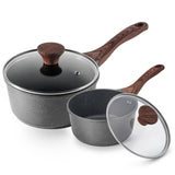 SENSARTE Nonstick Sauce Pan with Lid Saucepan Set, Swiss Granite Coating Sauce Pot Kitchen Cooking Pot Sets, Induction Comptable