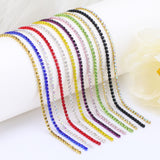 Dowarm 12 Yards 2MM Crystal Rhinestone Close Chain Trim, 12 Colors Rhinestone Chain for Sewing Crocs Shoes Clothes Cups, Craft J