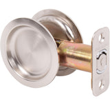 Stone Harbor Hardware Round Pocket Door Lock, Passage Function, 2-3/8 Backset, Satin Nickel