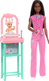 Barbie Baby Doctor With Brunette Fashion Doll Wearing Pink Scrubs, 1 Baby Doll With Accessories & Furniture