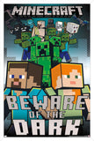 Trends International Minecraft - Beware Of The Dark Wall Poster, 34L x 22.4W, White Framed Version