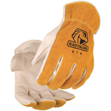 Black Stallion (97K Versatile Drivers Glove, Premium Grain Cowhide Palm, Split Cowhide Back, Kevlar Stitching, Medium, Tan/Gold