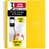 Five Star Spiral Notebook + Study App, 3 Subject, Wide Ruled Paper, 150 Sheets, 101/2 x 8 Sheet Size, Harvest Yellow (73463)