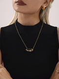 Gold Safety Pin Necklace Crystal Pendant in Amethyst, Pearl, or Citrine Stainless Steel Chain Adjustable (15.7in + 1.9in)