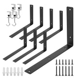 Redunest L Floating Shelf Brackets,8 Pack Heavy Duty L Brackets for Shelves, L 12 X H 8 Black Metal Countertop Support Brackets,