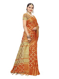 Satrani Womens Cotton Saree With Blouse Piece (1415St152_Orange_One Size_Orange)