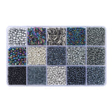 Mix 15 Color Glass Seed Tube Beads Glass Bugle Beads Loose Kit for Jewelry Making DIY Craft Beading (Mix 15 Color, Black)