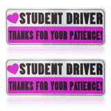 2pcs Reflective Student Driver Magnet, Thanks for Your Patience Student Driver Sign Highly Reflective Car Decal