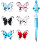 Double Sided Rhinestone Butterfly Beads for Pens 6pcs Fancy Focal Beads for Beadable Pens Beadable Keychains Making
