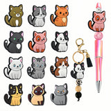 12Pcs Cat Shaped Silicone Beads, Insect Themed Beads for Keychain Making, Loose Beads Bulk for Pens DIY Handmade Crafts Necklace