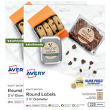 Avery Kraft Brown Round Labels with Sure Feed Technology, 2.5 Diameter, Print to The Edge, Laser/Inkjet Printable Labels, 2 Pac