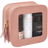Mini Clear Makeup Bag Travel Cosmetic Case Transparent Toiletry Bag with Zipper, Portable Make Up Organizer Traveling Compact Pi