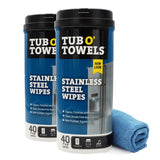 Tub O' Towels Heavy Duty Stainless Steel Cleaner Wipes, 40 Count, 2 Pack, with 12x 12: Micro Fiber Cloth