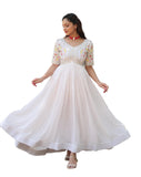 Wedani Georgette Embroidered Zari Sequins-Work Anarkali Kurta Set For Women (In Alpha S Regular White),WHITE,S
