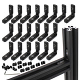 BLCCLOY 20Pcs 2020 Aluminum Extrusion Black Corner Bracket T Slot Inside L Shape Joint Angle Hardware Connector with Screws for