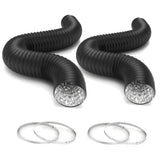 iPower 6 8 Ft Aluminum Ducting Flexible, Heavy-Duty 4-Layer Protection, with 2 Duct Clamps Each, Dryer Vent Hose for Heating Coo