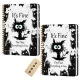 2 Pcs Funny Cat Spiral Notebook, Cat Gifts Journaling Notebooks for Work