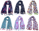 Fusfus WomenS Printed Chiffon Scarves And Stoles, Free Size(Multicolour, Fs1883) Pack Of 6 (Multicolor1)