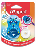Maped 2in1 Loopy Mini Cute Eraser/Sharpener, Refillable, Includes 1x Replacement Eraser Random Colour