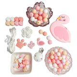 Silicone Loose Beads Set Kit Pink Series for DIY Jewelry Necklace Bracelet