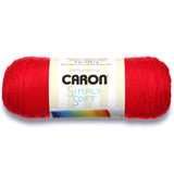 Caron Simply Soft Solids Yarn (4) Medium Gauge 100% Acrylic 6 oz Red Machine Wash & Dry