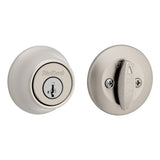 Kwikset 660 Deadbolt Lock, Satin Nickel Round Exterior Keyed Front Entry Door, Single Cylinder Dead Bolt, with Microban Protecti